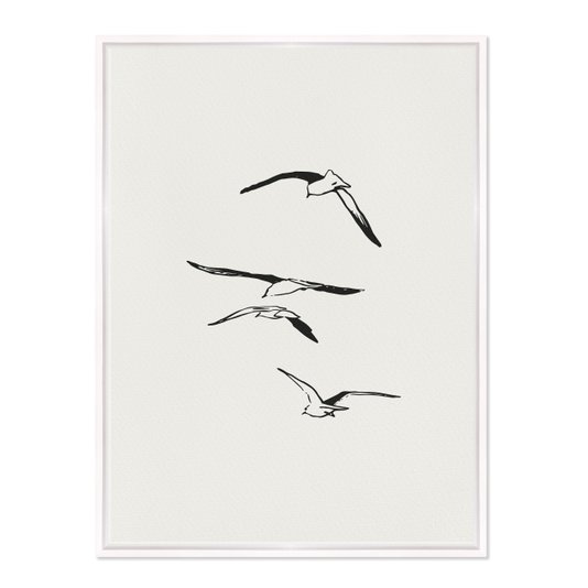 Quadro Em Tela Canvas Pássaros Voando Estilo Japandi