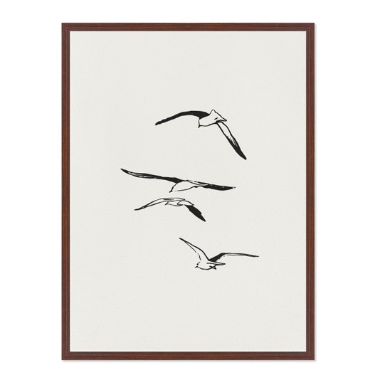 Quadro Em Tela Canvas Pássaros Voando Estilo Japandi