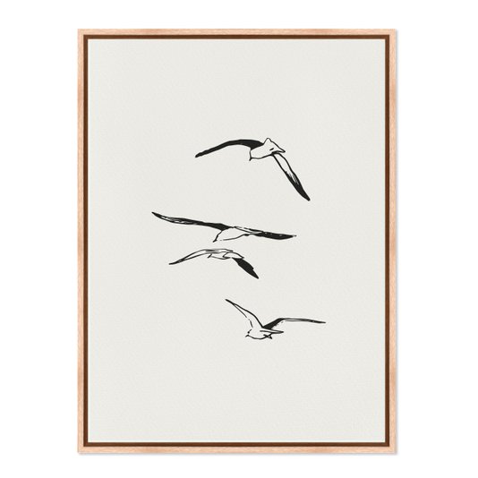 Quadro Em Tela Canvas Pássaros Voando Estilo Japandi