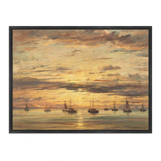 Quadro Em Tela Canvas "Pôr do sol em Scheveningen" de Hendrik Willem Mesdag