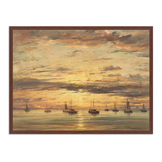 Quadro Em Tela Canvas "Pôr do sol em Scheveningen" de Hendrik Willem Mesdag