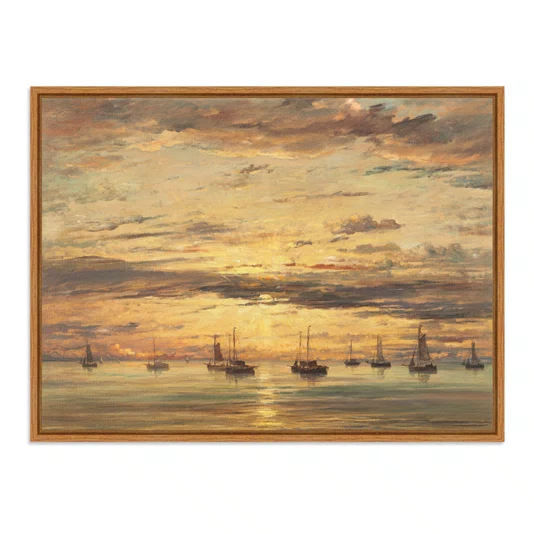 Quadro Em Tela Canvas "Pôr do sol em Scheveningen" de Hendrik Willem Mesdag