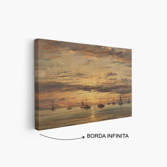 Quadro Em Tela Canvas "Pôr do sol em Scheveningen" de Hendrik Willem Mesdag