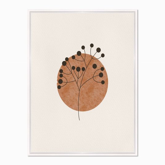 Quadro em Tela Canvas Raminho com Círculo Marrom