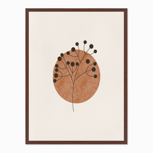 Quadro em Tela Canvas Raminho com Círculo Marrom