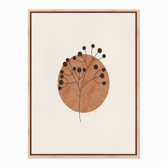 Quadro em Tela Canvas Raminho com Círculo Marrom