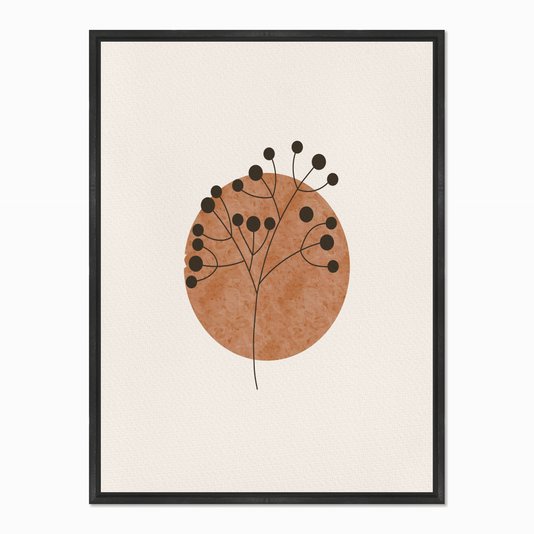 Quadro em Tela Canvas Raminho com Círculo Marrom