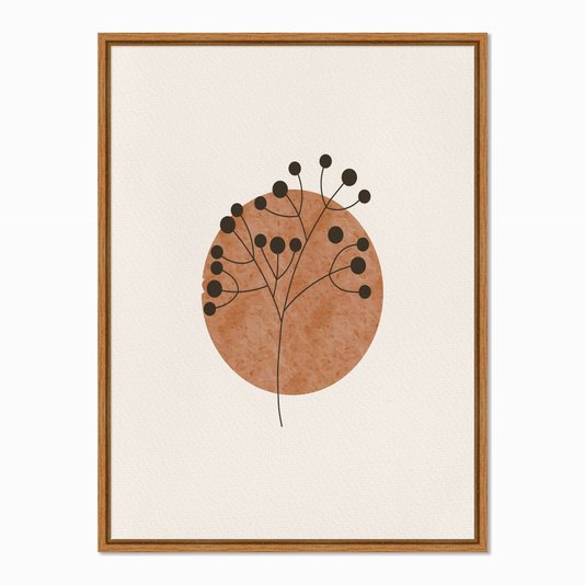 Quadro em Tela Canvas Raminho com Círculo Marrom