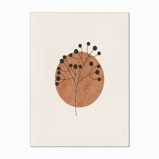 Quadro em Tela Canvas Raminho com Círculo Marrom
