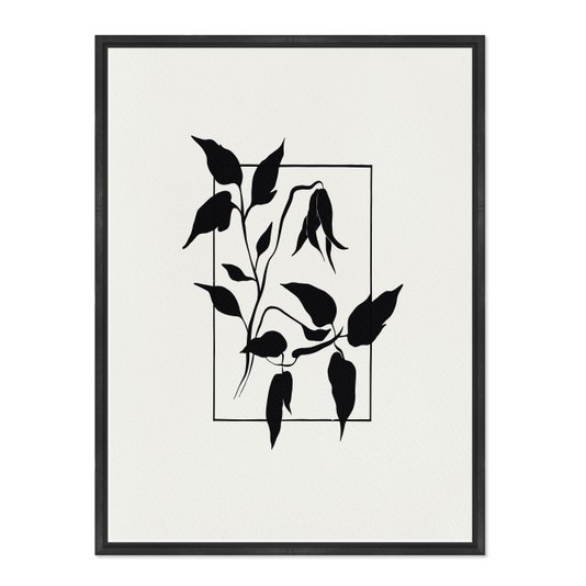 Quadro Em Tela Canvas Ramo Com Flor Minimalista Estilo Japandi