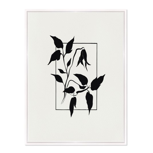 Quadro Em Tela Canvas Ramo Com Flor Minimalista Estilo Japandi