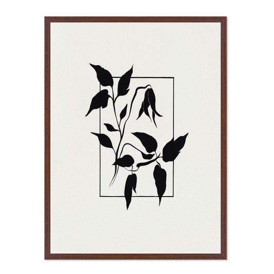 Quadro Em Tela Canvas Ramo Com Flor Minimalista Estilo Japandi