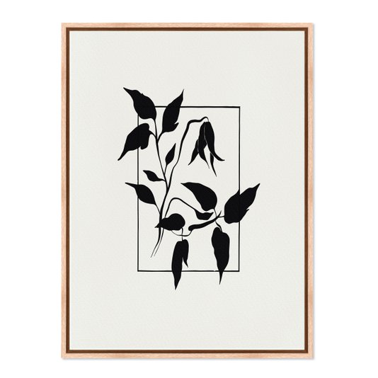 Quadro Em Tela Canvas Ramo Com Flor Minimalista Estilo Japandi