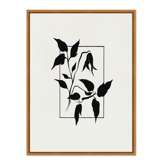 Quadro Em Tela Canvas Ramo Com Flor Minimalista Estilo Japandi