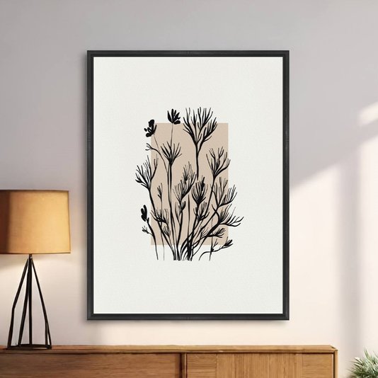 Quadro Em Tela Canvas Ramo De Flores Botânica Estilo Japandi