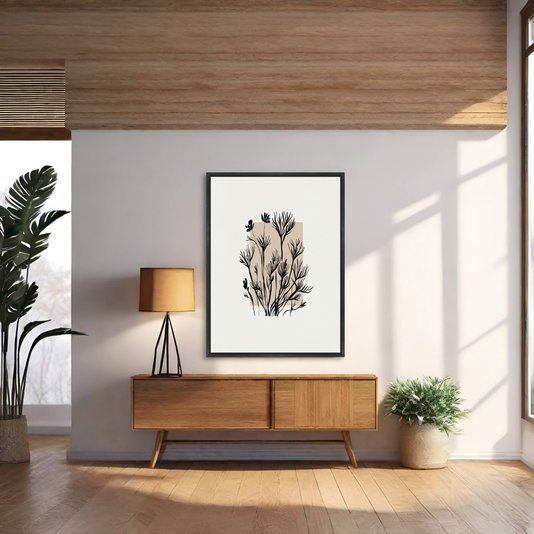 Quadro Em Tela Canvas Ramo De Flores Botânica Estilo Japandi