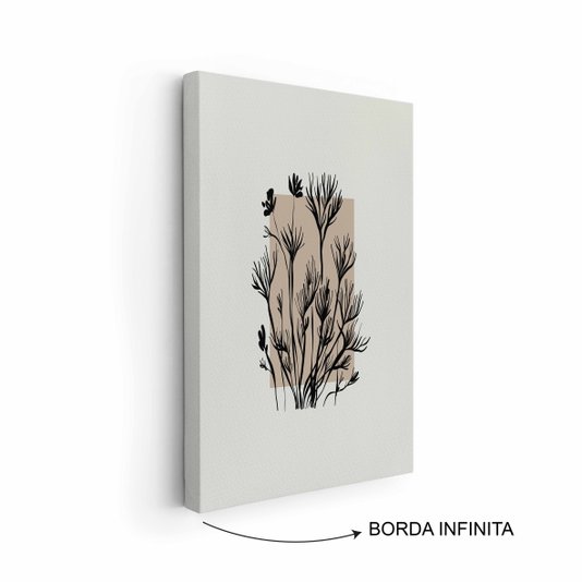 Quadro Em Tela Canvas Ramo De Flores Botânica Estilo Japandi