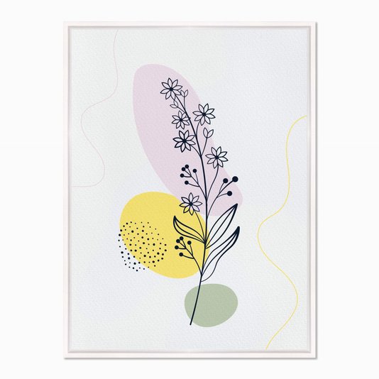 Quadro em Tela Canvas Ramo de Flores e Folhas