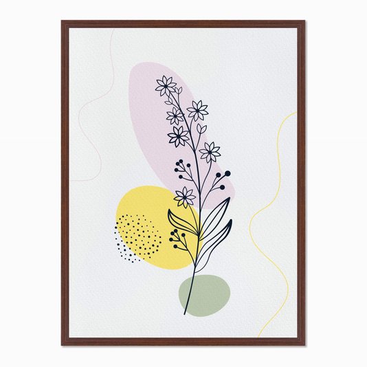 Quadro em Tela Canvas Ramo de Flores e Folhas