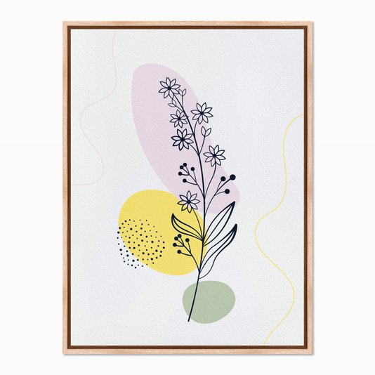 Quadro em Tela Canvas Ramo de Flores e Folhas