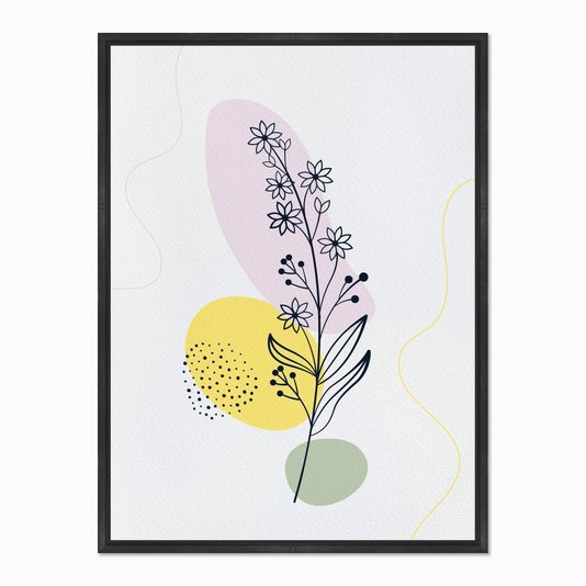 Quadro em Tela Canvas Ramo de Flores e Folhas