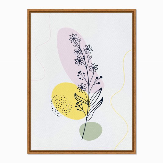 Quadro em Tela Canvas Ramo de Flores e Folhas