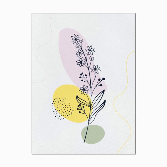 Quadro em Tela Canvas Ramo de Flores e Folhas