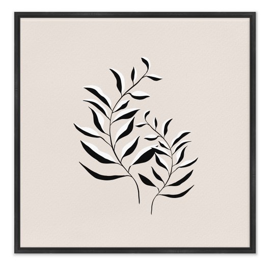 Quadro Em Tela Canvas Ramo de Folhas Minimalista Estilo Japandi