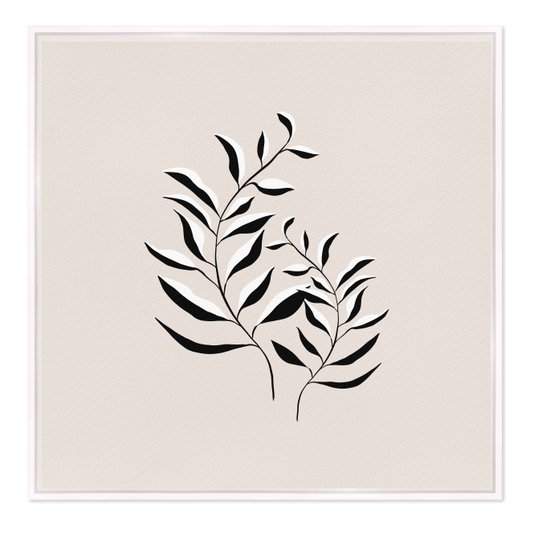 Quadro Em Tela Canvas Ramo de Folhas Minimalista Estilo Japandi