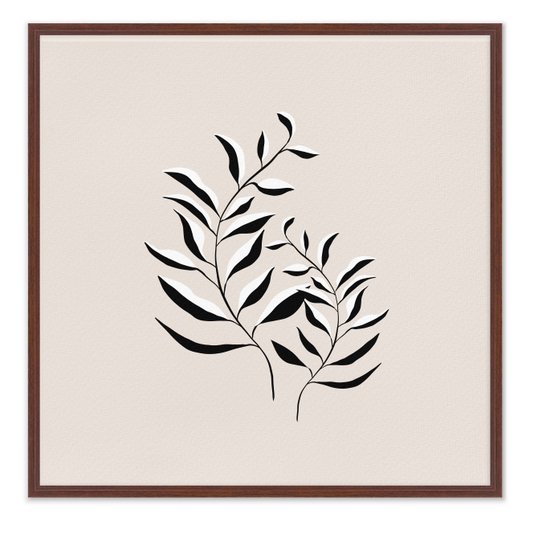 Quadro Em Tela Canvas Ramo de Folhas Minimalista Estilo Japandi