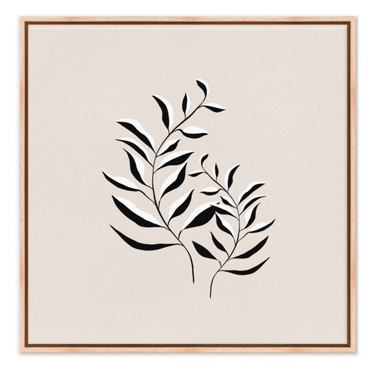 Quadro Em Tela Canvas Ramo de Folhas Minimalista Estilo Japandi
