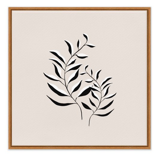 Quadro Em Tela Canvas Ramo de Folhas Minimalista Estilo Japandi
