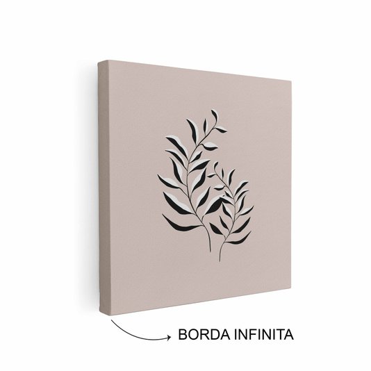 Quadro Em Tela Canvas Ramo de Folhas Minimalista Estilo Japandi