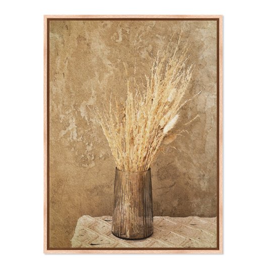 Quadro Em Tela Canvas Ramo De Grama De Pampas Seco Vintage