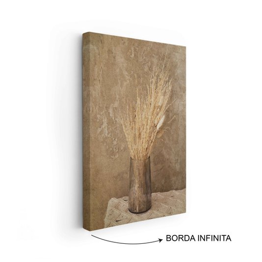 Quadro Em Tela Canvas Ramo De Grama De Pampas Seco Vintage