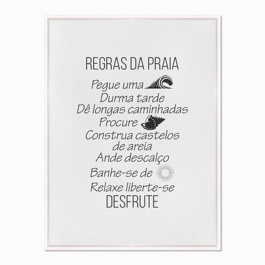 Quadro em Tela Canvas Regras da Praia