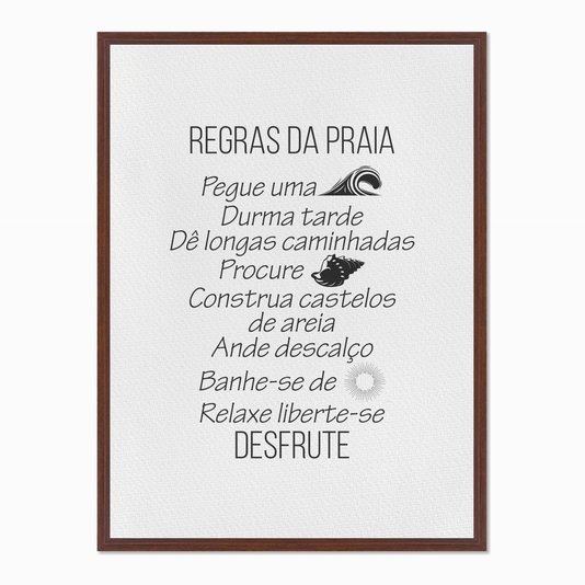 Quadro em Tela Canvas Regras da Praia