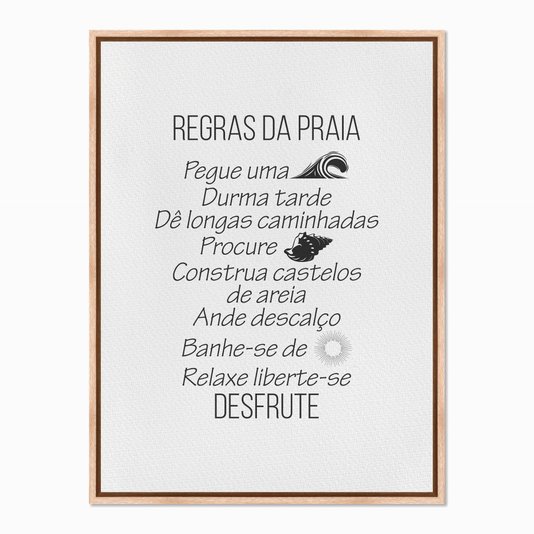 Quadro em Tela Canvas Regras da Praia