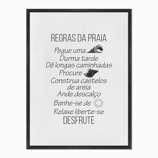 Quadro em Tela Canvas Regras da Praia
