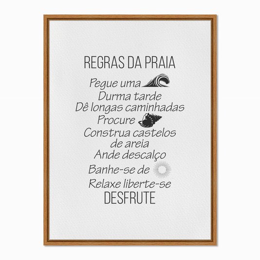 Quadro em Tela Canvas Regras da Praia