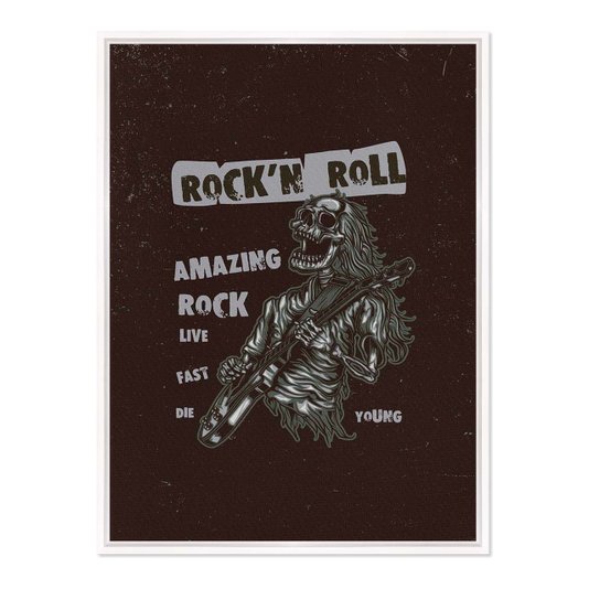 Quadro Em Tela Canvas Rock And Roll Esqueleto