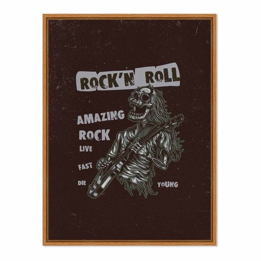 Quadro Em Tela Canvas Rock And Roll Esqueleto