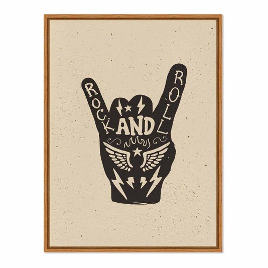 Quadro Em Tela Canvas Rock And Roll Hand