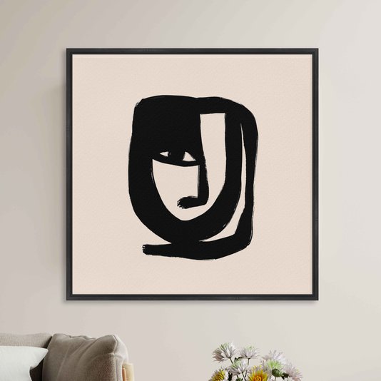 Quadro Em Tela Canvas Rosto Abstrato Estilo Japandi