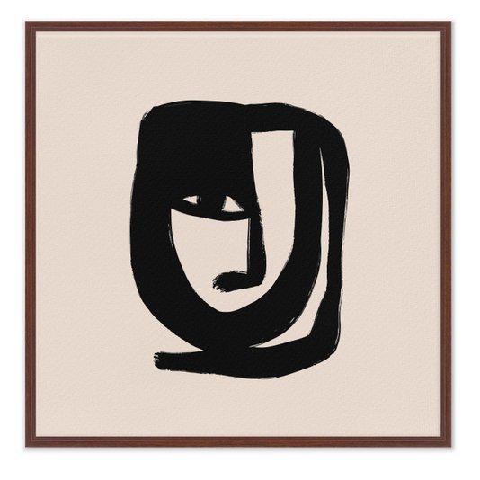 Quadro Em Tela Canvas Rosto Abstrato Estilo Japandi