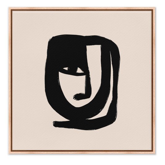 Quadro Em Tela Canvas Rosto Abstrato Estilo Japandi