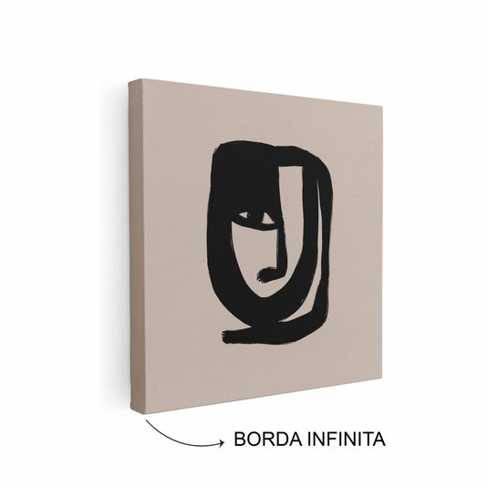 Quadro Em Tela Canvas Rosto Abstrato Estilo Japandi