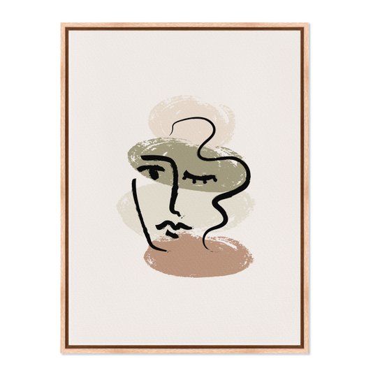 Quadro Em Tela Canvas Rosto Abstrato Minimalista Estilo Japandi