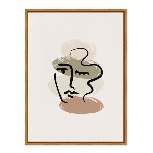 Quadro Em Tela Canvas Rosto Abstrato Minimalista Estilo Japandi
