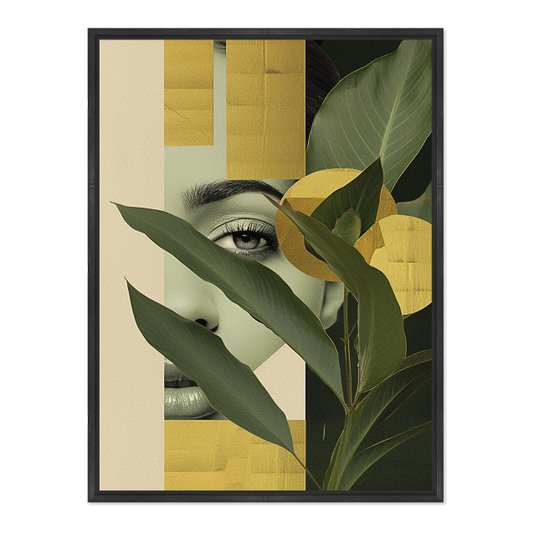 Quadro em Tela Canvas Rosto Com Folhas Abstrato